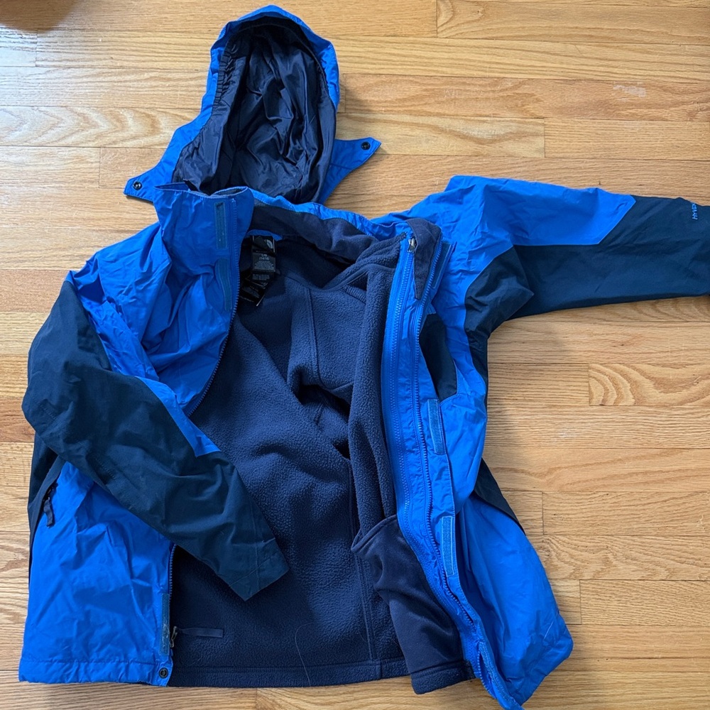 The North Face Kids Blue and Black Raincoat